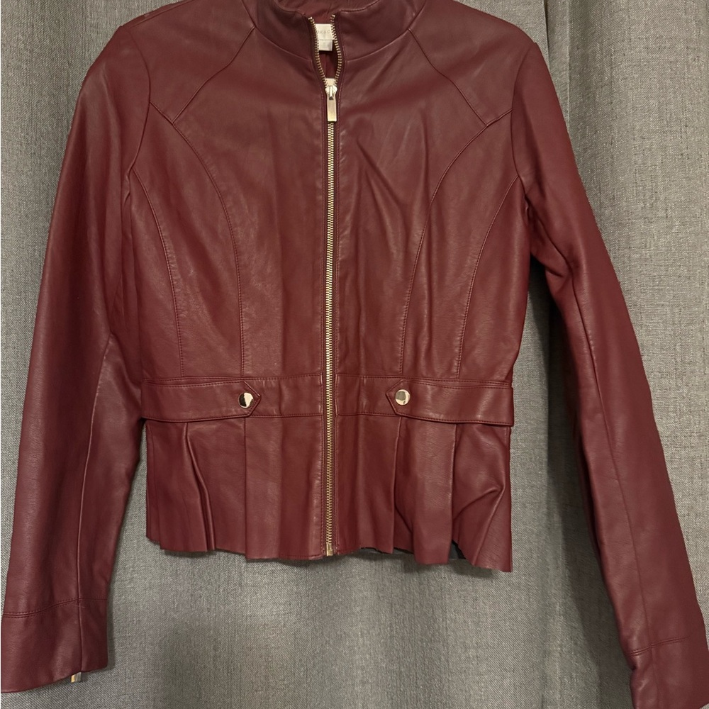 Women's Burgundy Leather Jacket